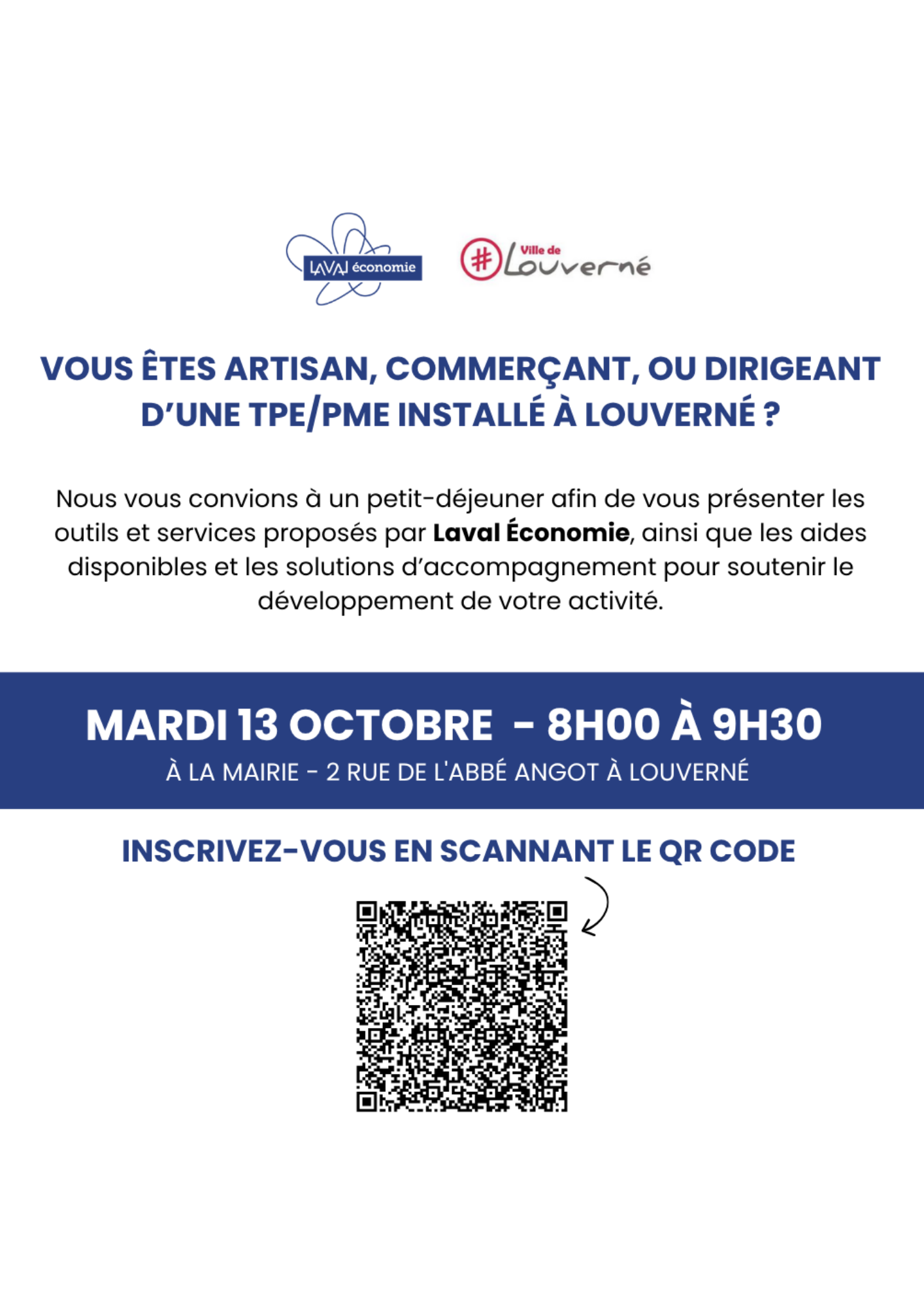 Petit déjeuner : Artisan, commerçant ou dirigeant de TPE/PME à Louverné